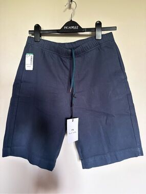 NWT- Paul Smith Navy Drawstring Athletic Shorts with Teal Accent